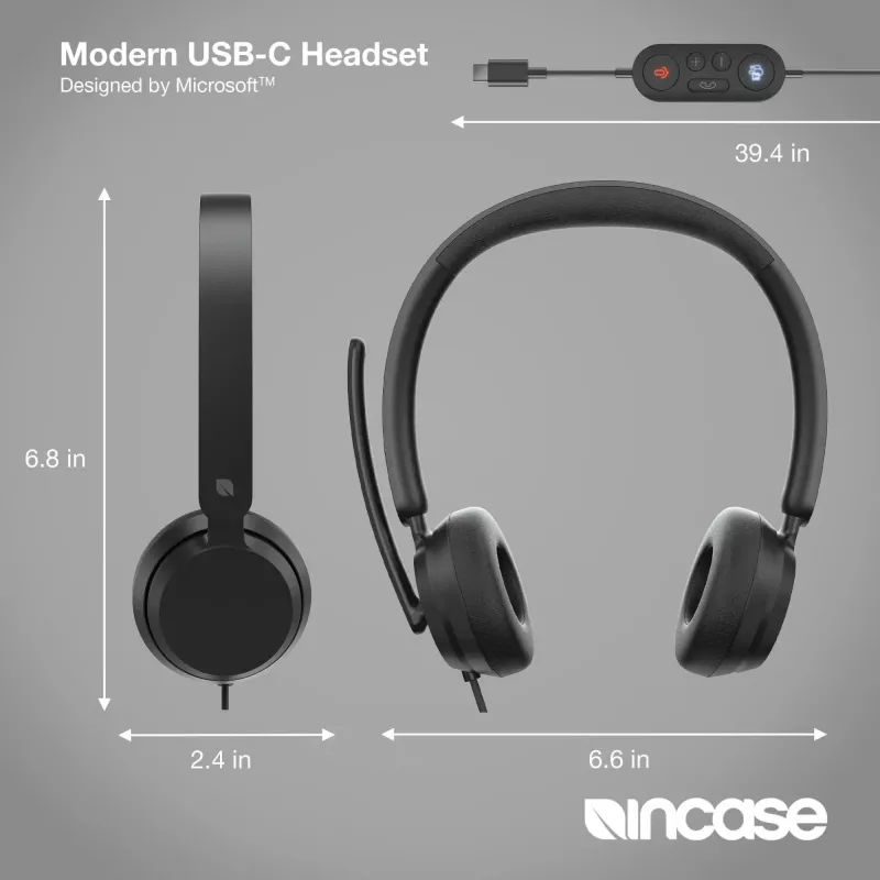 Incase Designed by Microsoft Modern USB-C ausinės laidinės, juodos