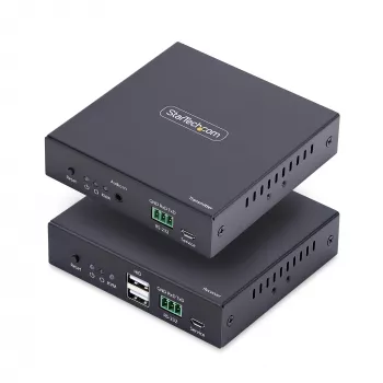 „StarTech.com“ HDMI KVM praplėtimo rinkinys per IP tinklą, 4K 60Hz, be tvarkyklių, HDMI ir USB per Ethernet/CAT6, AVoIP, siųstuvas ir imtuvas su montavimo komplektais