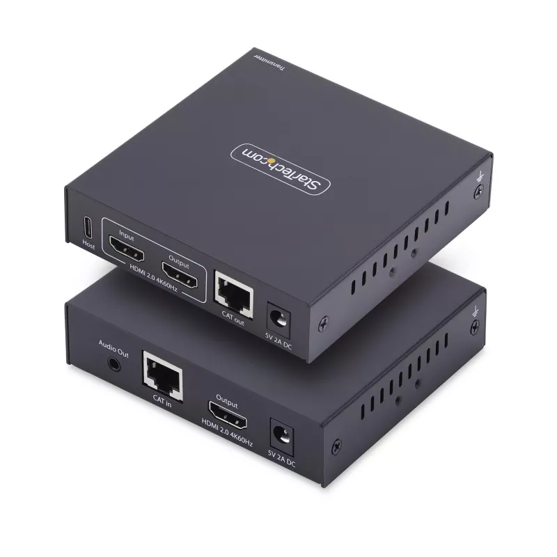 „StarTech.com“ HDMI KVM praplėtimo rinkinys per IP tinklą, 4K 60Hz, be tvarkyklių, HDMI ir USB per Ethernet/CAT6, AVoIP, siųstuvas ir imtuvas su montavimo komplektais
