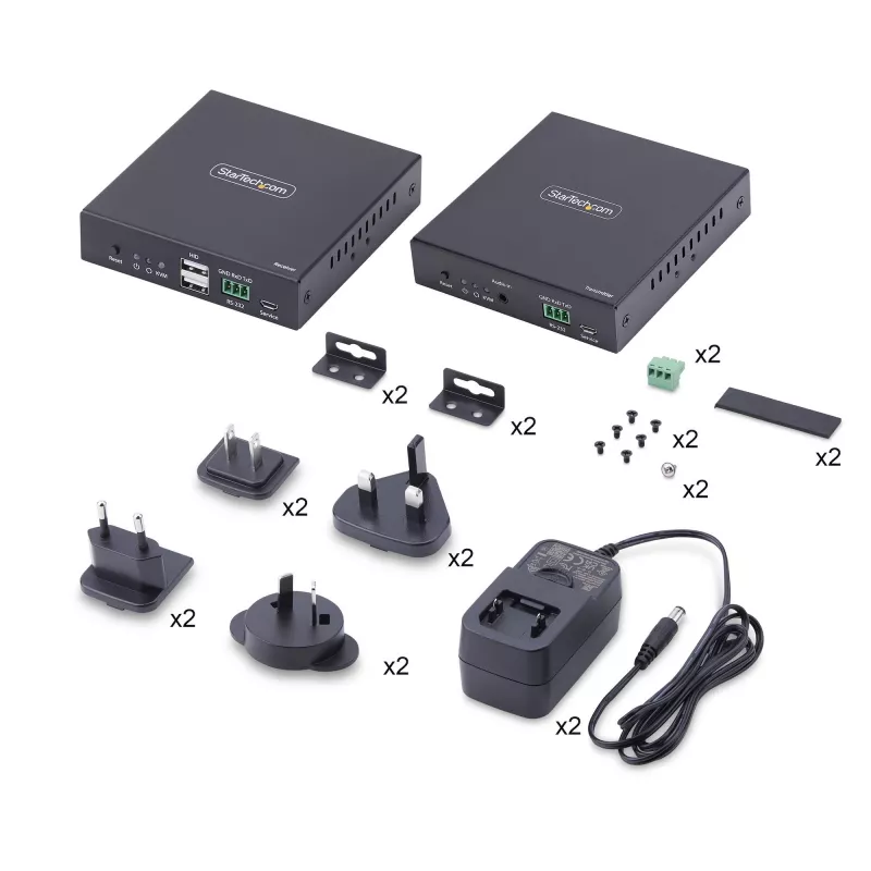 „StarTech.com“ HDMI KVM praplėtimo rinkinys per IP tinklą, 4K 60Hz, be tvarkyklių, HDMI ir USB per Ethernet/CAT6, AVoIP, siųstuvas ir imtuvas su montavimo komplektais
