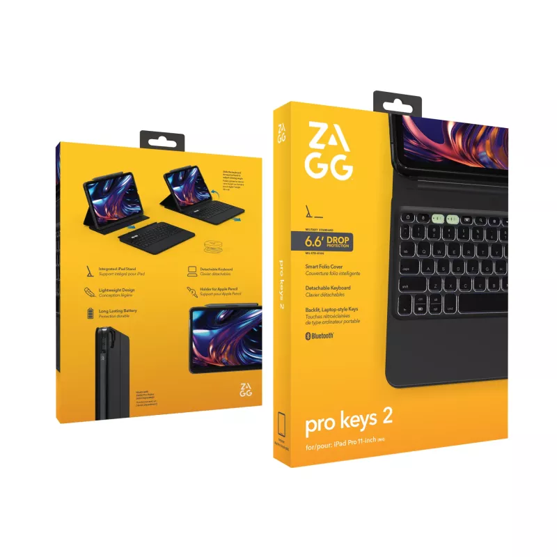 ZAGG Pro Keys 2 klaviatūra ir dėklas iPad Pro 11 (M4) QWERTZ vokiškas juodas