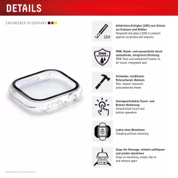 Apsauginė plėvelė visam korpusui e.v.i. DISPLEX Apple Watch Series 10 42mm permatoma