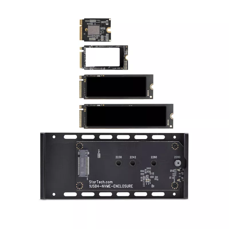 StarTech.com USB4 M.2 NVMe korpusas, 40Gbps, išorinis USB-C/Thunderbolt NVMe SSD korpusas, aliumininis radiatoriaus korpusas, B+M/M-Key