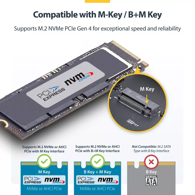 StarTech.com USB4 M.2 NVMe korpusas, 40Gbps, išorinis USB-C/Thunderbolt NVMe SSD korpusas, aliumininis radiatoriaus korpusas, B+M/M-Key
