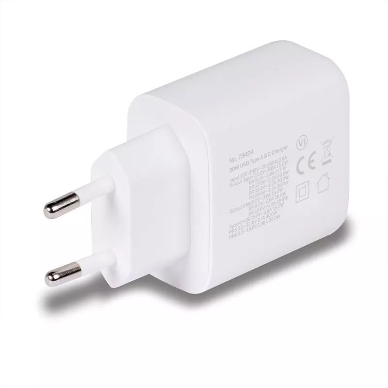 Lindy 73424 universalus greitasis kroviklis 30W USB Type-C ir Type-A, balta