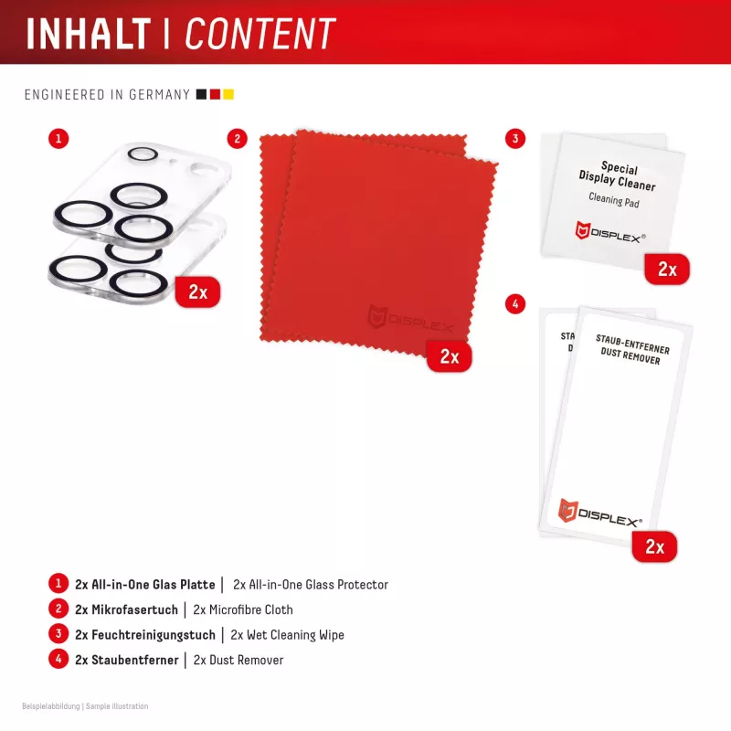 Displex pilnas kameros objektyvo stiklas iPhone 17 Pro, 10H, viso kameros bloko apsauga, greitas montavimas, 2 vnt. pakuotė