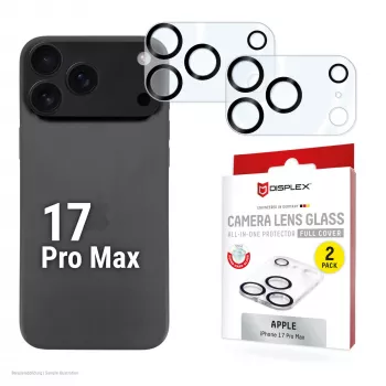 Displex Full Cover Camera Lens Glass iPhone 17 Pro Max, 10H, Visas fotoaparato apsauginis stiklas, Greitas montavimas, 2 vnt.