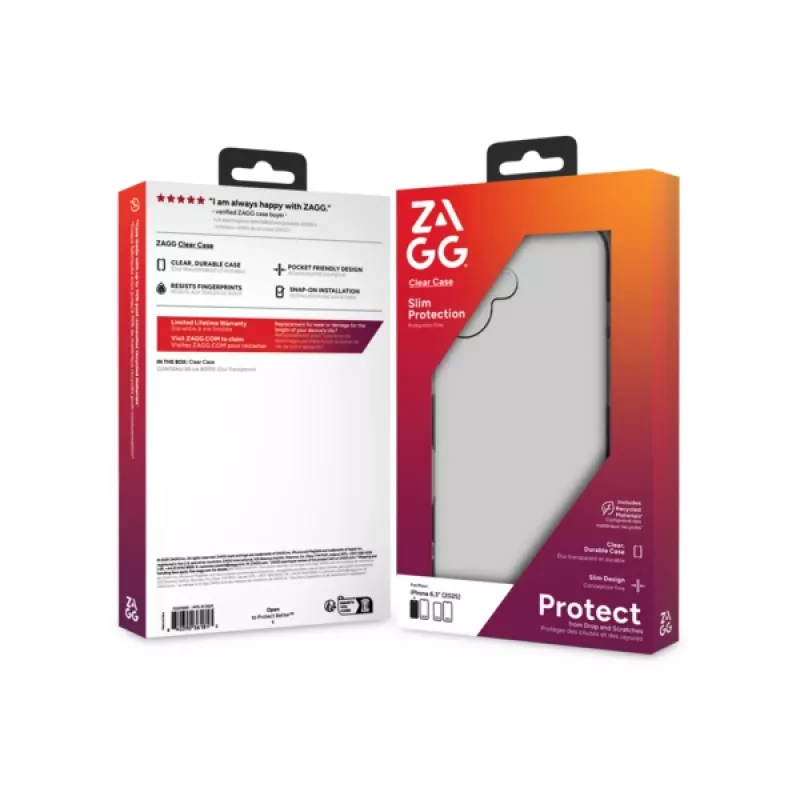 ZAGG Clear Case – skaidrus dėklas, skirtas Apple iPhone 17