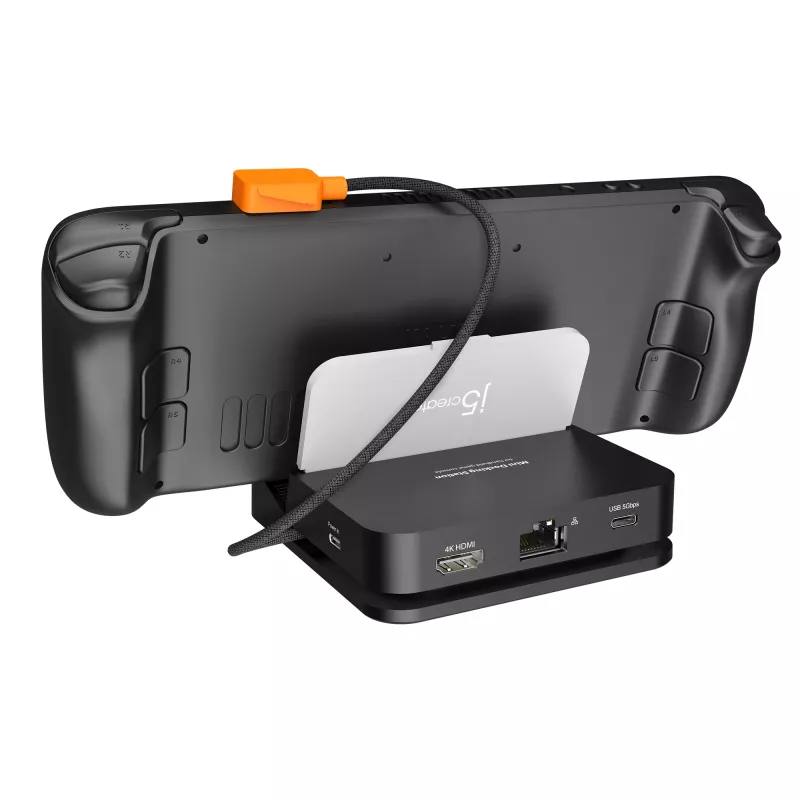 Docking stotelė mobiliesiems įrenginiams j5 create JCD624-N USB Type-C, skirta iPhone 16/15 ir Samsung Galaxy serijoms, 100×250×28,5 mm, 238 g, Juoda/Pilka