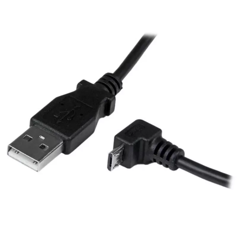 StarTech.com 2 m Micro USB laidas – A į žemyn kampu Micro B, 2 m, USB A, Micro-USB B, USB 2.0, 0.48 Gbit/s, juoda