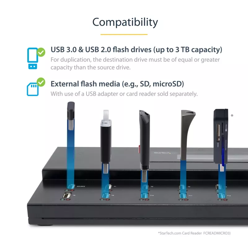 StarTech.com USB atmintinių kopijavimo ir trynimo įrenginys 1:15, 1,5 GB/min, LCD