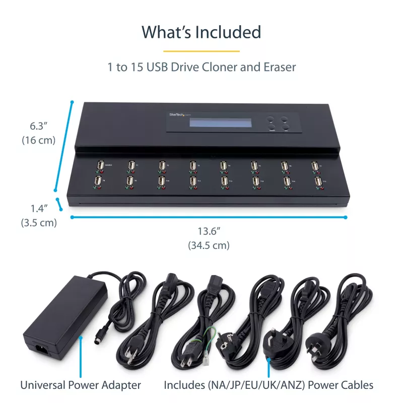 StarTech.com USB atmintinių kopijavimo ir trynimo įrenginys 1:15, 1,5 GB/min, LCD