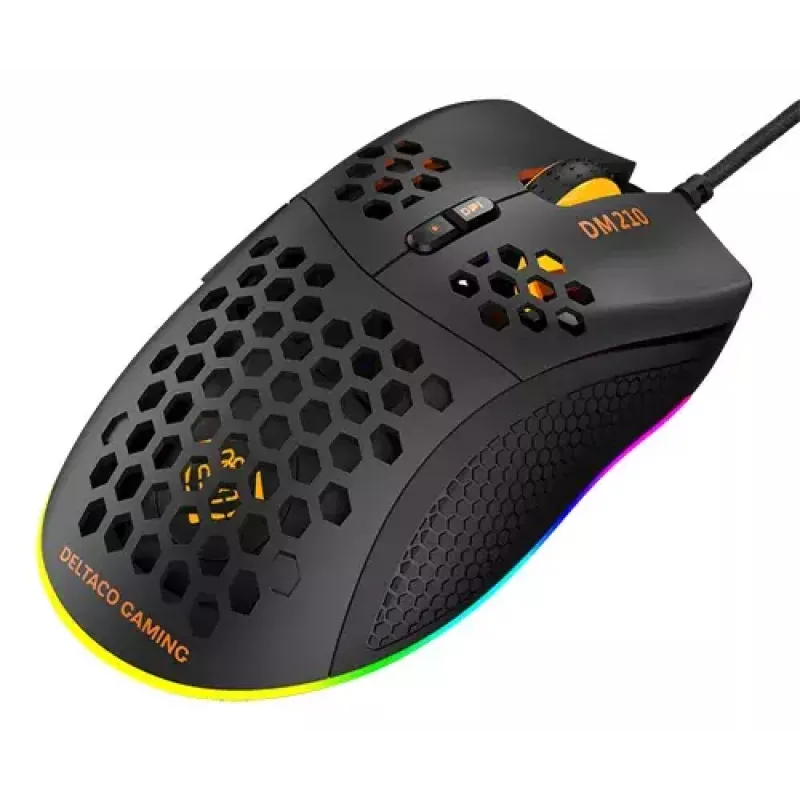 Deltaco DM210 Laidinis žaidimų pelė, itin plona, RGB, juoda
