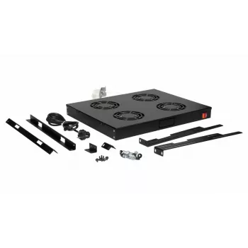 Equip EZF-4-B aušinimo ventiliatoriai 19 inch, 1U, 4 ventiliatoriai, RAL9005 juoda