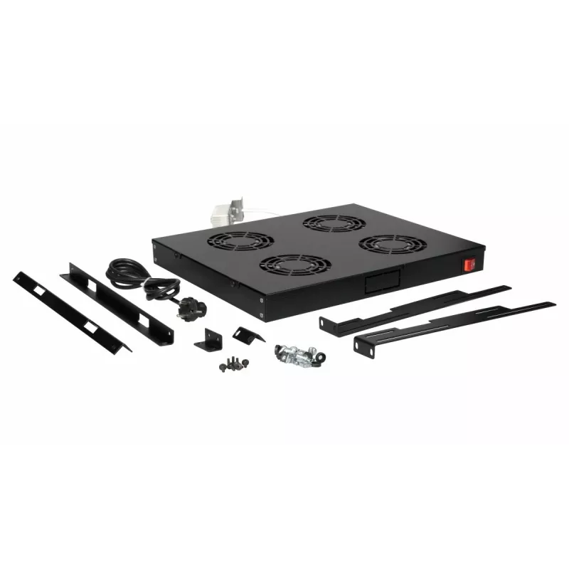 Equip EZF-4-B aušinimo ventiliatoriai 19 inch, 1U, 4 ventiliatoriai, RAL9005 juoda