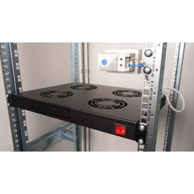 Equip EZF-4-B aušinimo ventiliatoriai 19 inch, 1U, 4 ventiliatoriai, RAL9005 juoda