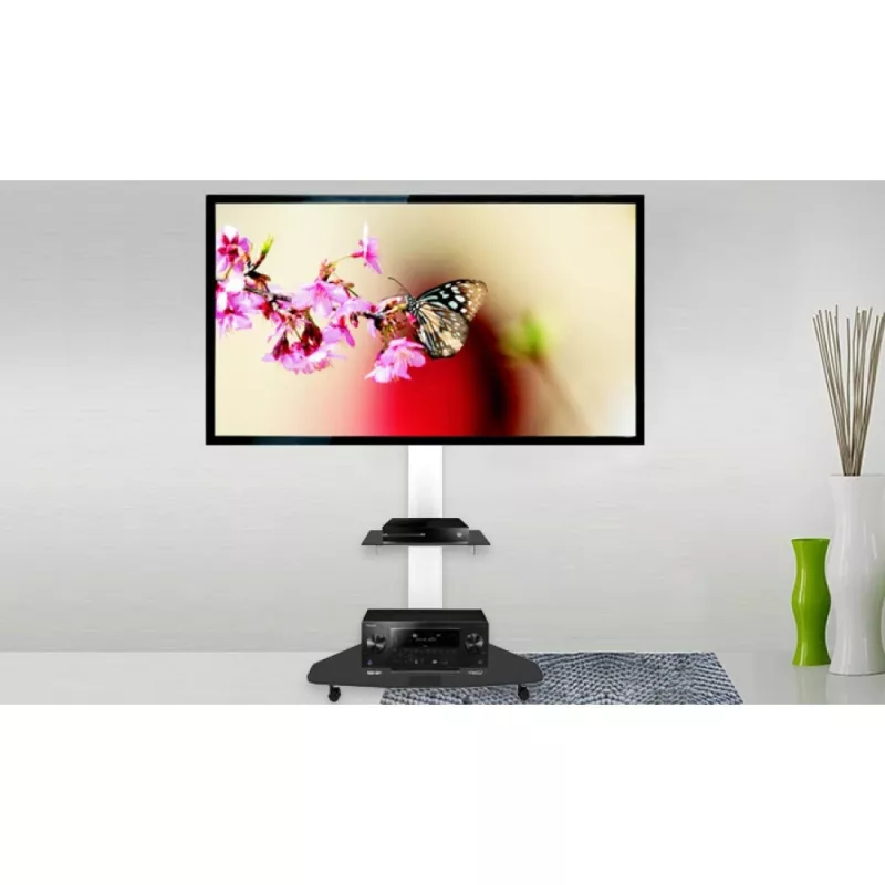 Techly grindinis stovas su lentyna televizoriui LCD/LED/Plasma 37-70 col. baltas