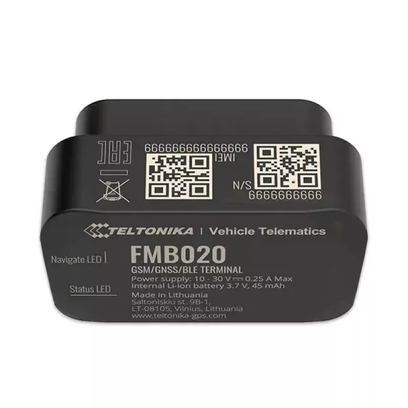GPS sekiklis Teltonika FMB020 juodas, atsparus dulkėms, 0.128 GB