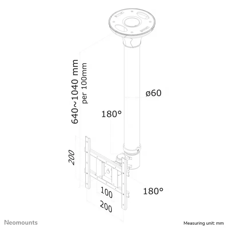 Neomounts FPMA-C200 lubinis laikiklis monitoriui/TV 10-40 colių - aukštis 64-104 cm