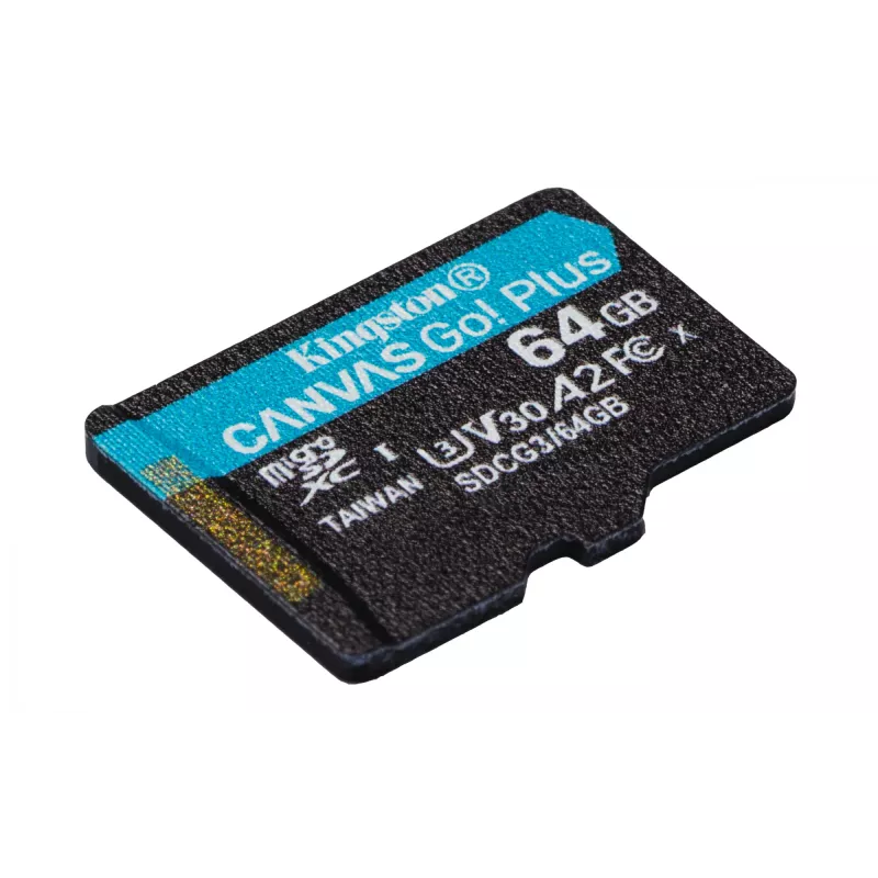 Kingston Canvas Go! Plus 64GB microSDXC atminties kortelė 170R A2 U3 V30 + SD adapteris