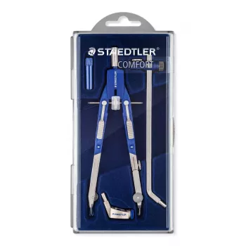 Staedtler Mars 552 mėlynai sidabrinis kompasas su pieštuko laikikliu