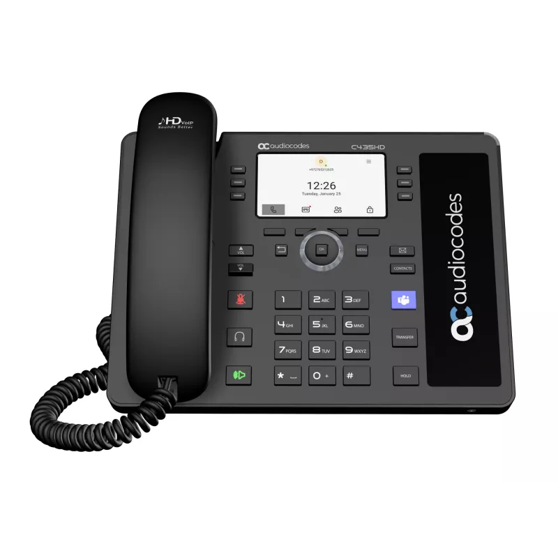 AudioCodes Teams C435HD-R IP telefonas, juodas, PoE, GbE