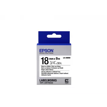 Epson lipnių etikečių kasetė LK-5WBW, juoda/balta, 18 mm (9 m)
