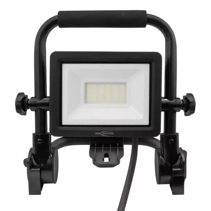 Statybinis prožektorius ANSMANN FL20W-AC 20 W LED, 2200 lm, 230 V, spindulio kampas 110°, laidas 1,8 m, juodas