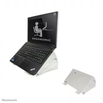 Neomounts NSNOTEBOOK300 stovas nešiojamam kompiuteriui 10-22 colių - universalus, permatomas, plastikinis, 25,4 cm (10 col.), 55,9 cm (22 col.), 15 kg, 136 - 209 mm
