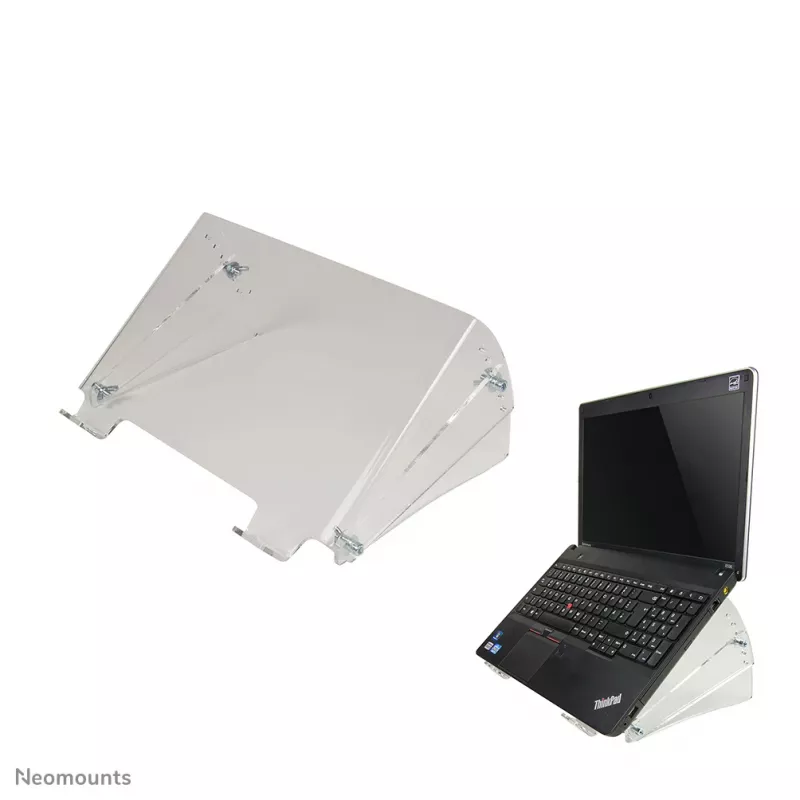 Neomounts NSNOTEBOOK300 stovas nešiojamam kompiuteriui 10-22 colių - universalus, permatomas, plastikinis, 25,4 cm (10 col.), 55,9 cm (22 col.), 15 kg, 136 - 209 mm