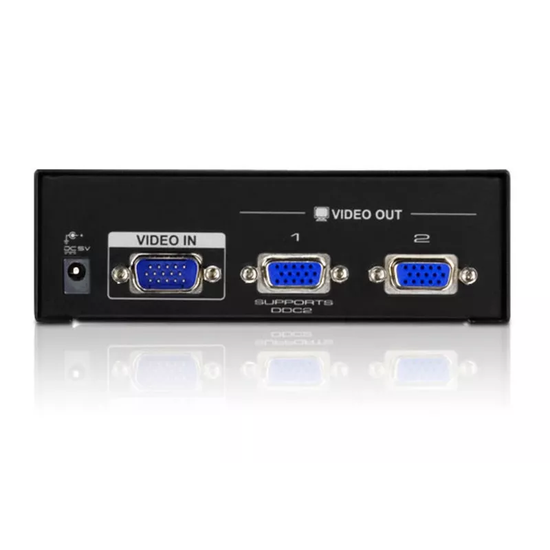 ATEN VS132A VGA vaizdo skirstytuvas (450 MHz), 2 prievadai, metalinis, juodas