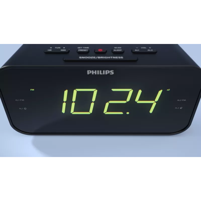 Philips TAR3306/12 žadintuvas su radiju, LED ekranu, juodas