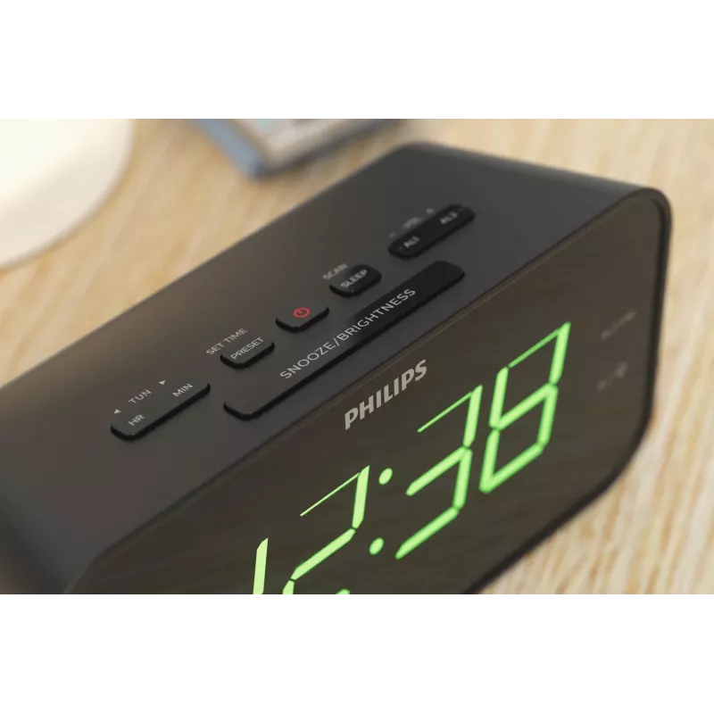 Philips TAR3306/12 žadintuvas su radiju, LED ekranu, juodas