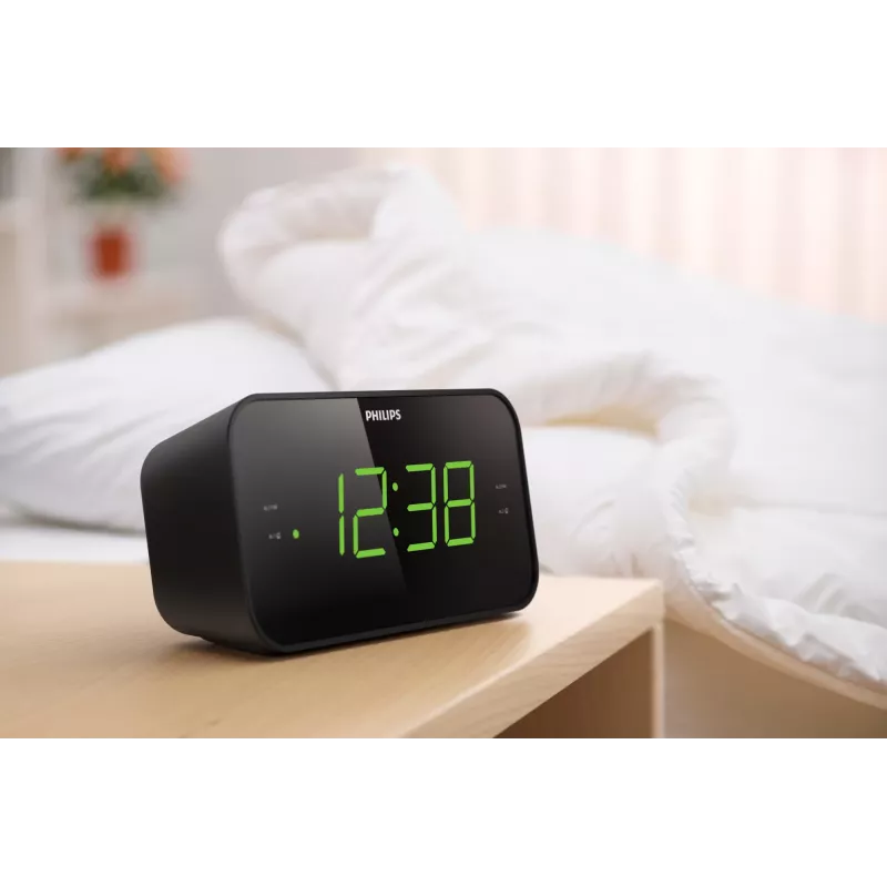 Philips TAR3306/12 žadintuvas su radiju, LED ekranu, juodas