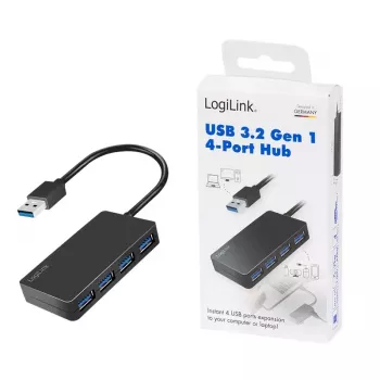 LogiLink USB 3.2 Gen1 4 prievadų USB šakotuvas juodas 5000 Mbit/s ABS