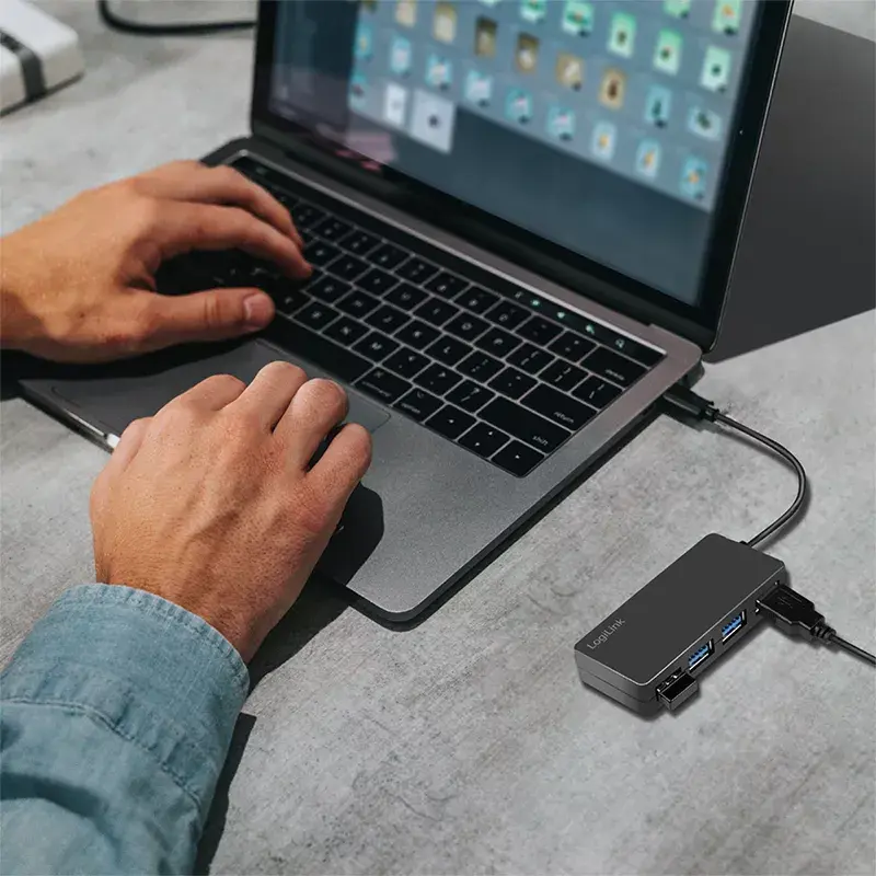 LogiLink USB 3.2 Gen1 4 prievadų USB šakotuvas juodas 5000 Mbit/s ABS