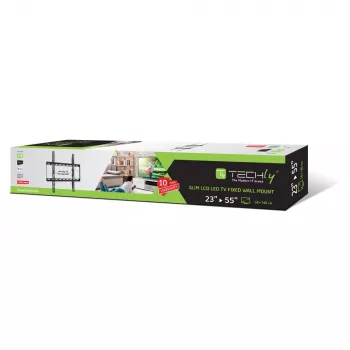 Techly fiksuotas plonas sieninis laikiklis TV LED LCD 23-55 juodas ICA-PLB 162M