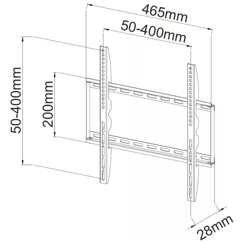 Techly fiksuotas plonas sieninis laikiklis TV LED LCD 23-55 juodas ICA-PLB 162M