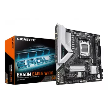 GIGABYTE B840M EAGLE WIFI6 pagrindinė plokštė – AMD Ryzen 9000, 5+2+2 VRM, DDR5 7600 MHz, Wi-Fi 6, 2.5GbE LAN