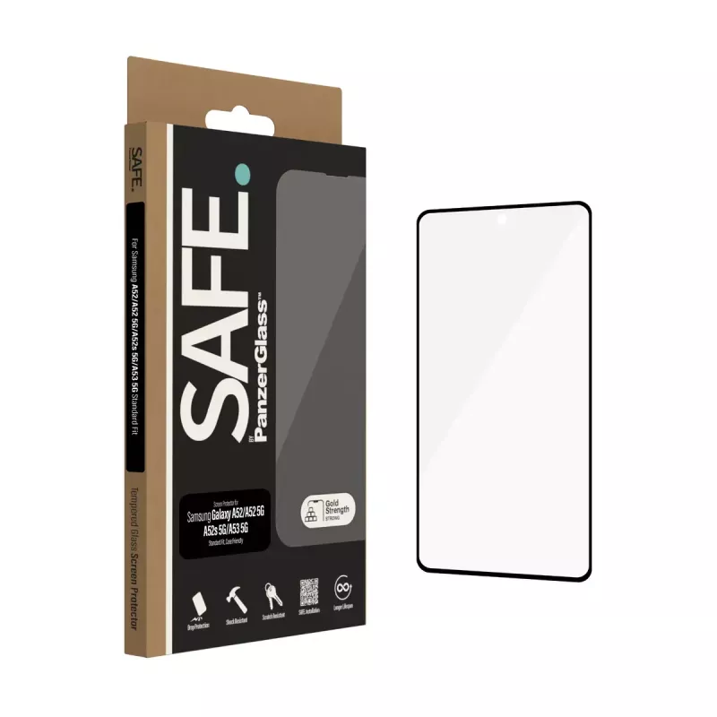 PanzerGlass SAFE. by® Apsauginis stiklas Samsung Galaxy A52 | A52 5G | A52s 5G | A53 5G – itin platus kraštas