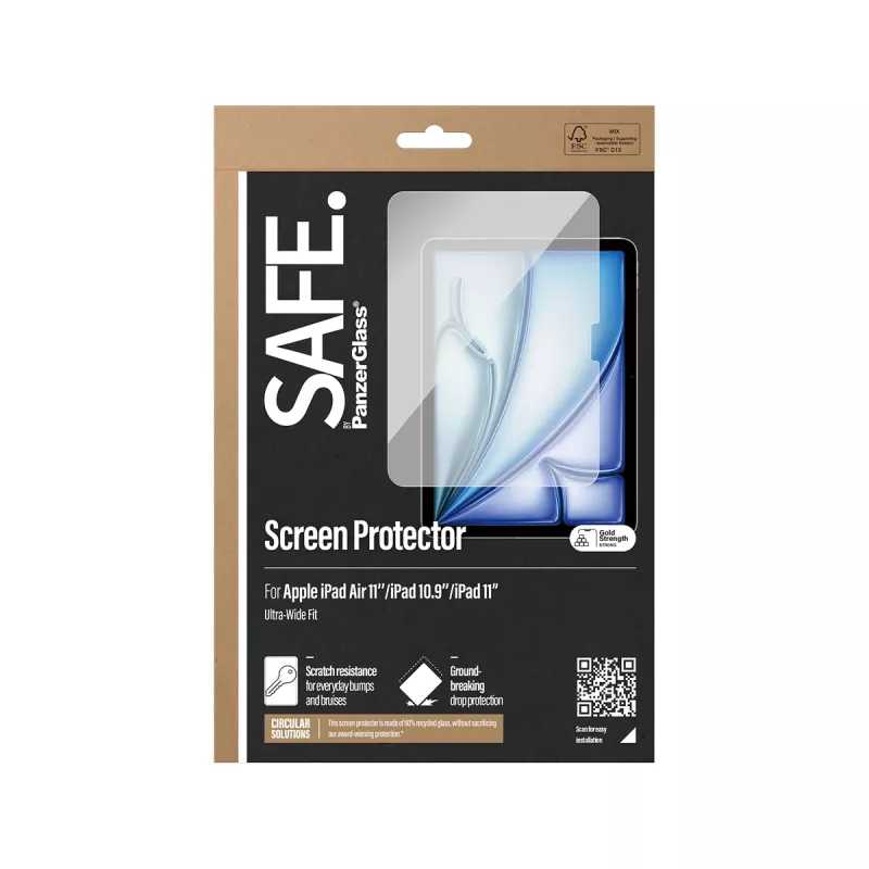PanzerGlass SAFE. by ® Apsauginė plėvelė iPad Air 11'' (2024-2026) | iPad 11'' (2025-2026) | iPad 10.9'' (2022) | Itin platus dengimas