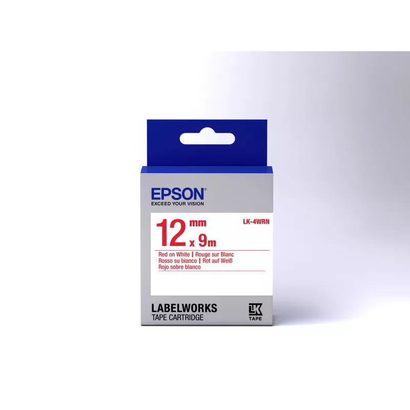 Epson etikečių kasetė standartinė LK-4WRN raudona/balta 12mm (9m)