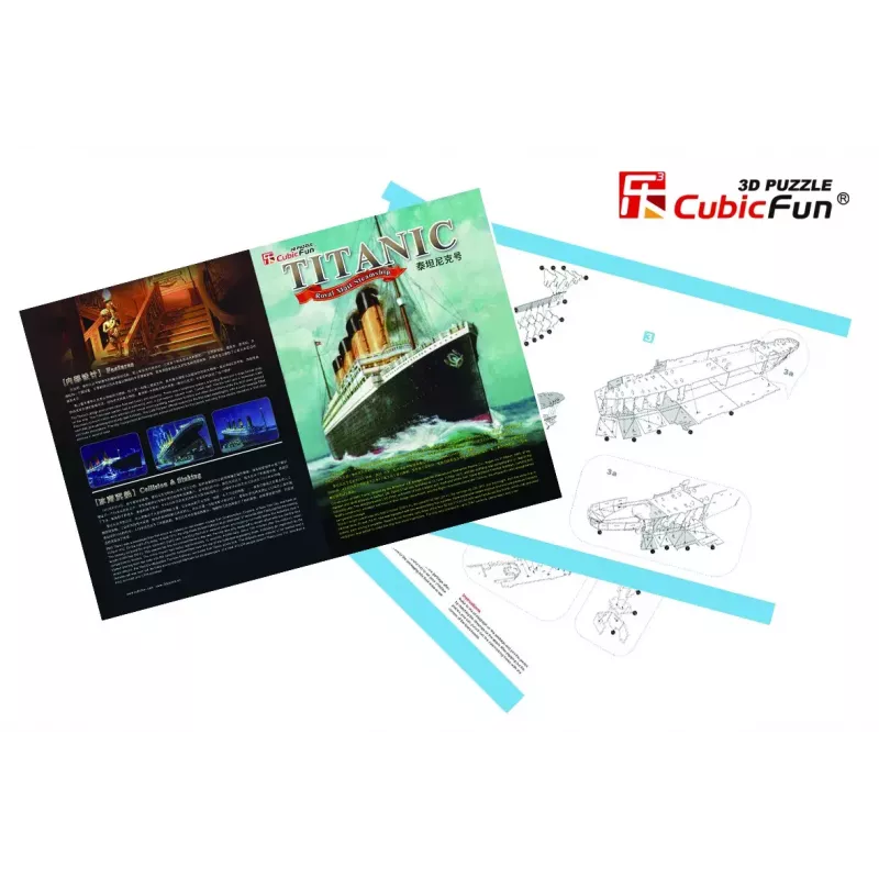 3D dėlionė Cubicfun Titanic Big T4011H — 1024 detalės, laivo modelis
