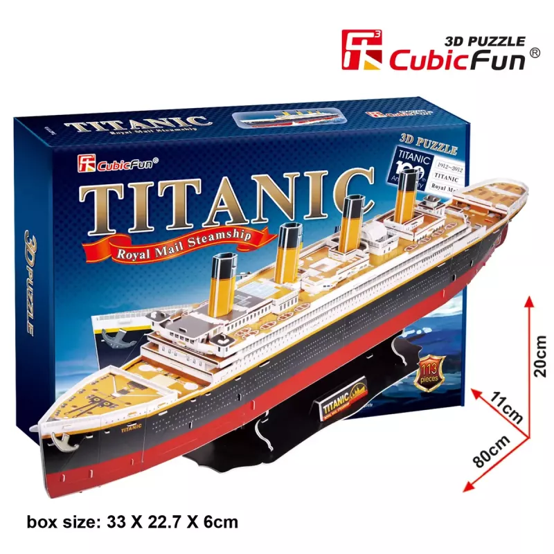 3D dėlionė Cubicfun Titanic Big T4011H — 1024 detalės, laivo modelis