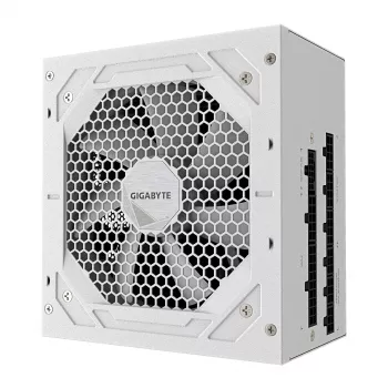 Maitinimo blokas GIGABYTE UD850GM PG5 V2 ICE — 850W, PCIe Gen 5.1, 80 PLUS Gold, pilnai modulinis, 120 mm ventiliatorius, ATX 3.1, UK kištukas, baltas