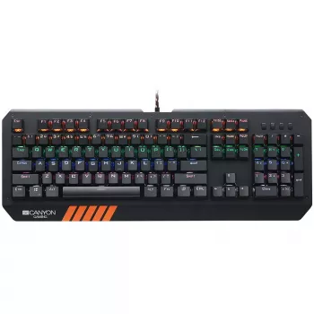 Mechaninė žaidimų klaviatūra CANYON Hazard GK-6 RGB laidinė juoda US/RU išdėstymu