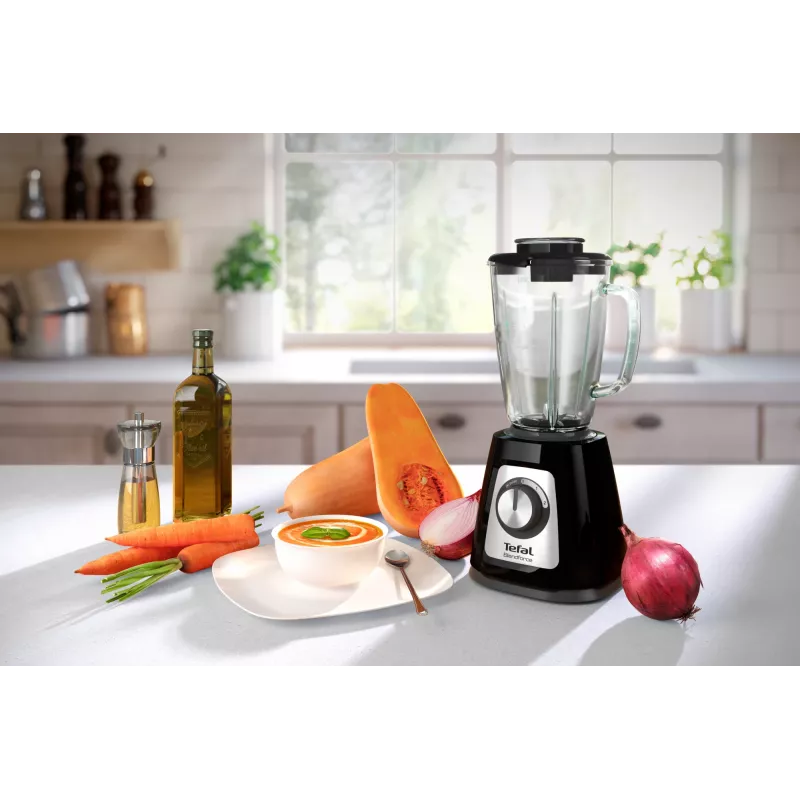 Stalinis blenderis Tefal BL4358 – 800 W, 1,25 l stiklinis indas, ledo smulkinimas, juodas/šlifuotas plienas