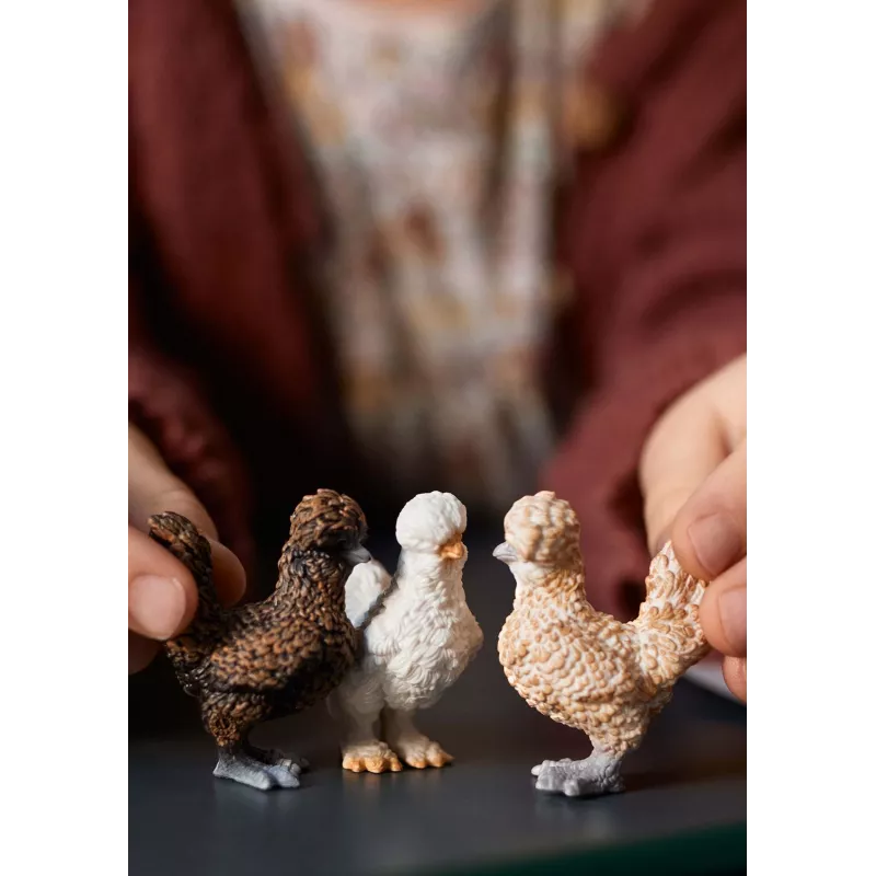 Schleich FARM WORLD Viščiukų draugai 42574 – trys spalvingos vištų figūrėlės