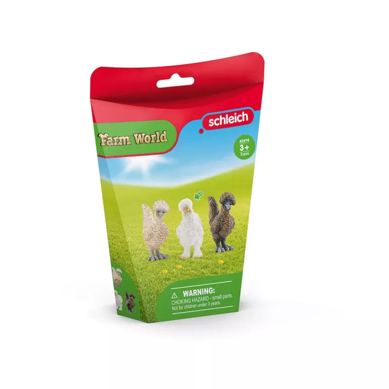 Schleich FARM WORLD Viščiukų draugai 42574 – trys spalvingos vištų figūrėlės
