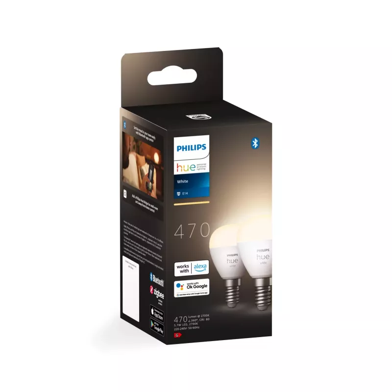Philips Hue White Lustre E14 Bluetooth Zigbee 2 vnt. protinga lemputė